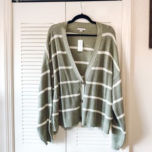 NWT American Eagle Olive Striped Cardigan